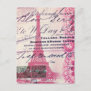 Postal moda de escritura francesa alace parís rosado torr