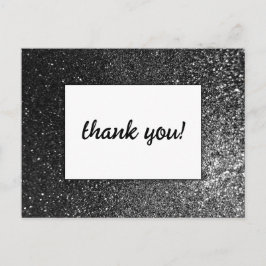 Postal Moda de Glam Blanco y Negro Purpurina Boda moderna