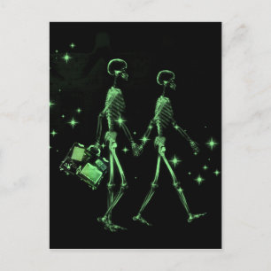 Postal Moda de honor X-Ray Skeleton Newlyweds - Verde