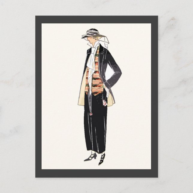 Postal Moda de la mujer: Pochoir deco de los años 20 (Anverso)