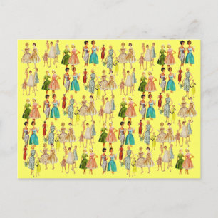 Postal Moda de las mujeres de la época