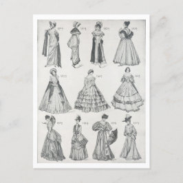 Postal Moda de las mujeres de la época del siglo XIX
