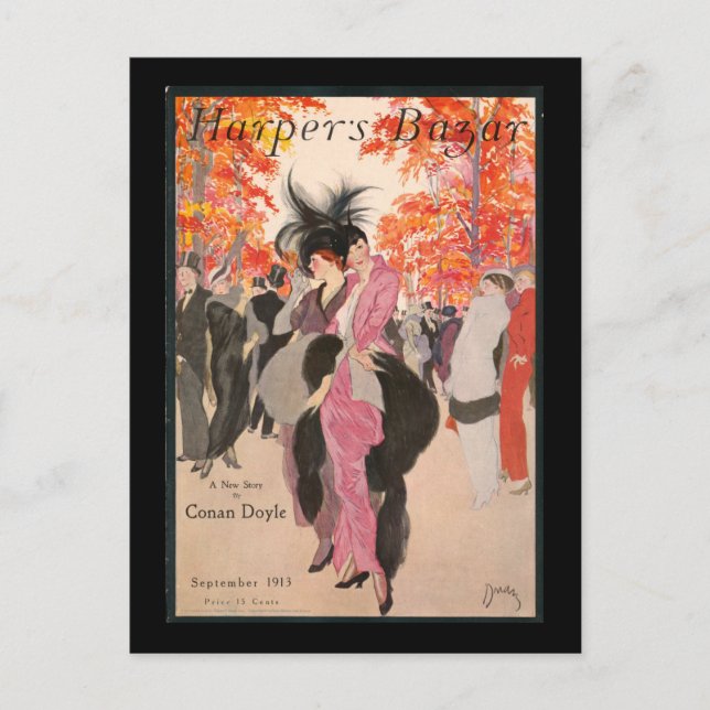 Postal Moda de otoño de Harper's Bazaar 1913 art déco (Anverso)