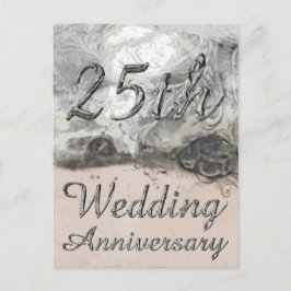 Postal moda del 25° Aniversario Boda Tipografía Plata