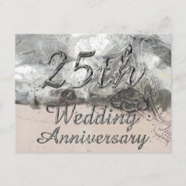Postal moda del 25° Aniversario Boda Tipografía Plata