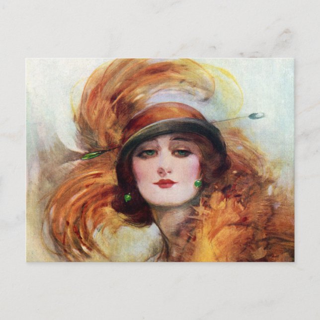 Postal Moda del Flapper de la mujer bonito de los años 20 (Anverso)
