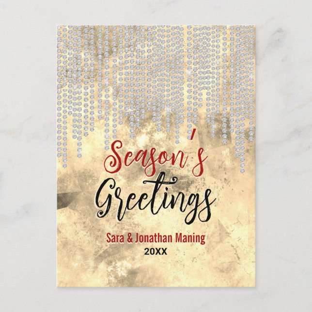 Postal Moda diamante de imitación de oro gotea Navidades  (Anverso)