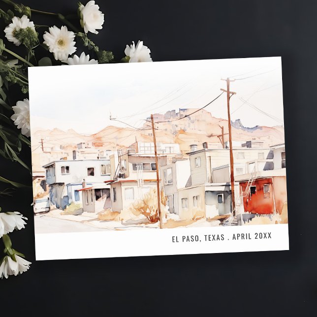 Postal Moda El Paso Texas City Scape Watercolor Travel (Subido por el creador)