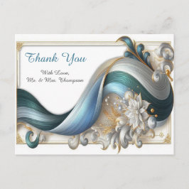 Postal Moda Elegante Swirls en oro, plata, azul, amarillo