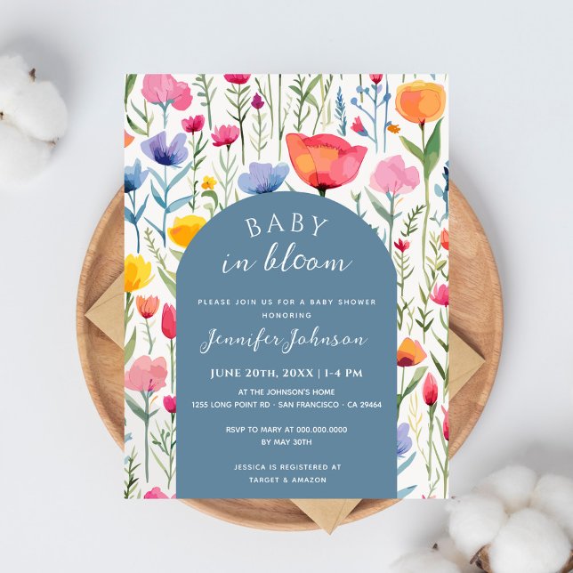 Postal Moda Floral Blue Arch Baby Shower Boy (Subido por el creador)