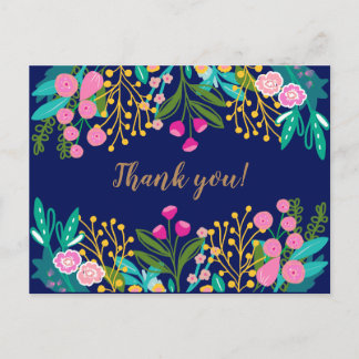 Postal Moda Floral Brillante Gracias Postcard