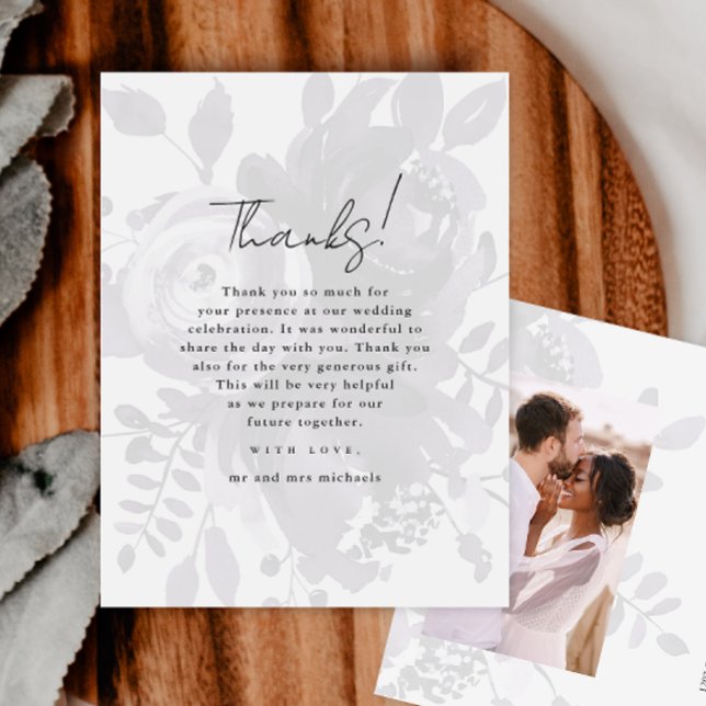 Postal Moda Floral Overlay Purple Boda Foto Gracias (Subido por el creador)