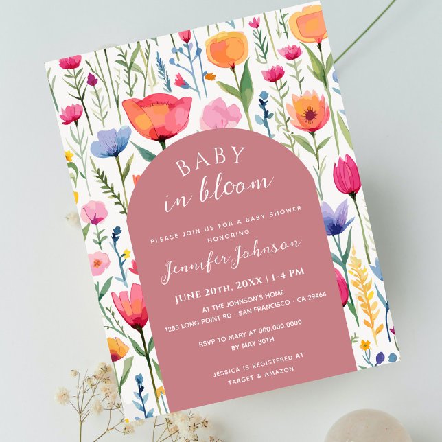 Postal Moda Floral Rubor Pink Baby Shower Chica (Subido por el creador)