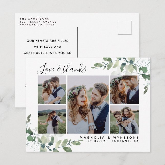 Postal Moda Foto Eucalyptus Boda Gracias (Anverso / Reverso)