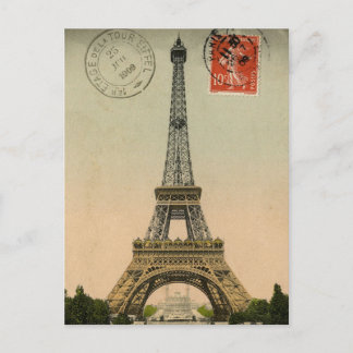 Postal Moda francesa antigua Torre Eiffel Paris Postcard