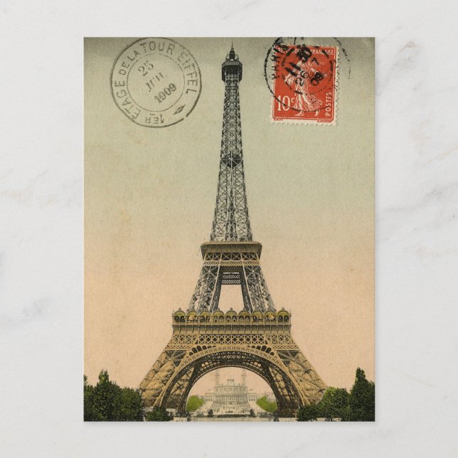 Postal Moda francesa antigua Torre Eiffel Paris Postcard (Anverso)