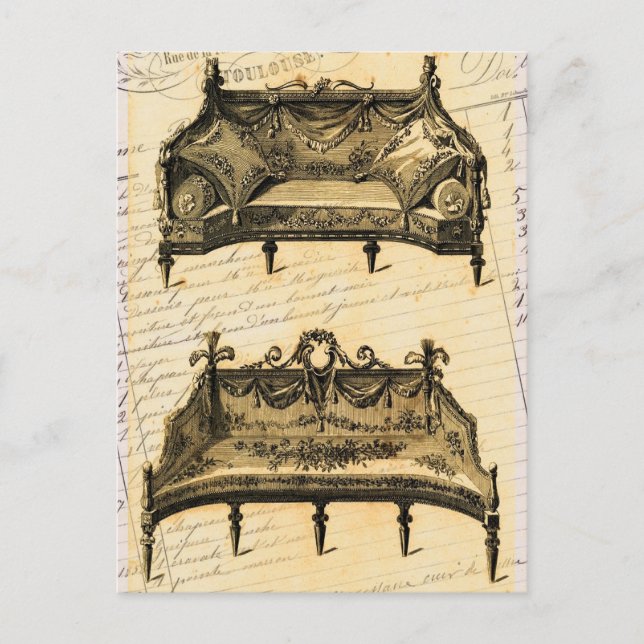 Postal Moda francesa de época Mobiliario (Anverso)