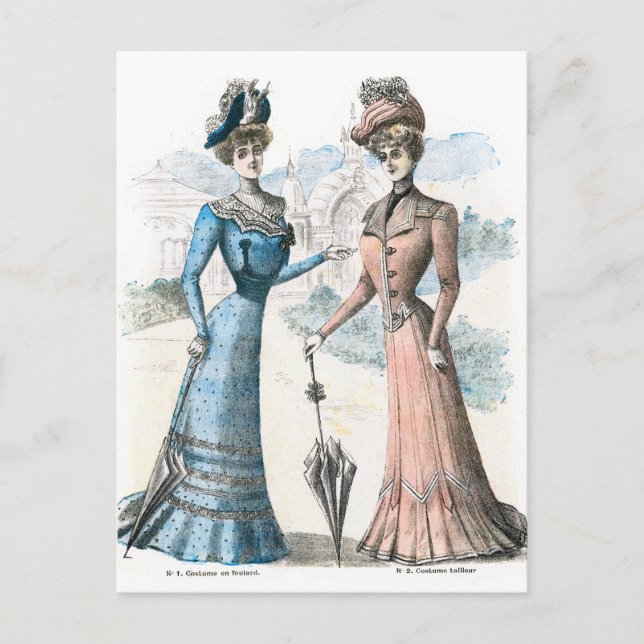 Postal Moda francesa victoriana (Anverso)