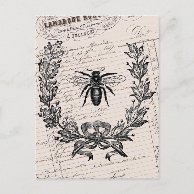 Postal Moda francesa vintage Honey Bee (Anverso)
