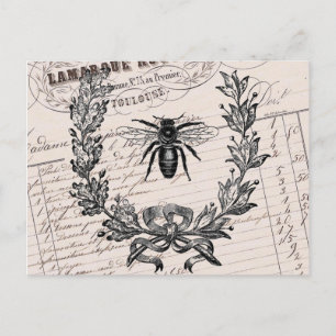 Postal Moda francesa vintage Honey Bee