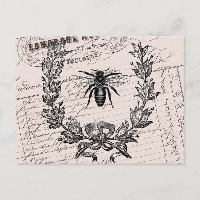 Postal Moda francesa vintage Honey Bee (Anverso)