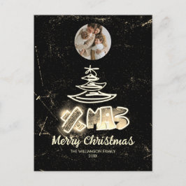 Postal Moda glamurosa Navidad Golden Glow Tree Photo