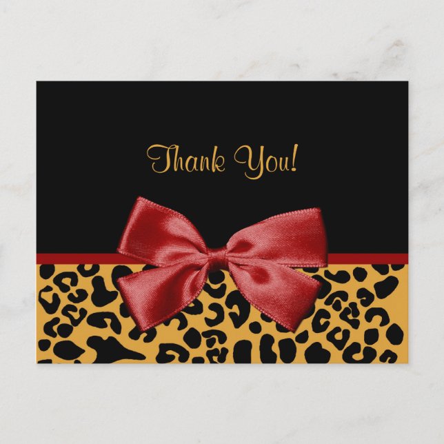 Postal Moda Gracias Cinta Roja Black And Gold Leopard (Anverso)