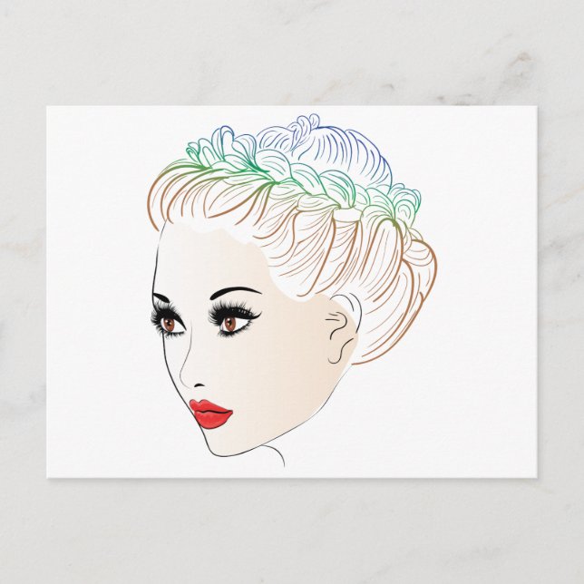 Postal Moda Hairstyles Lineart 2 (Anverso)