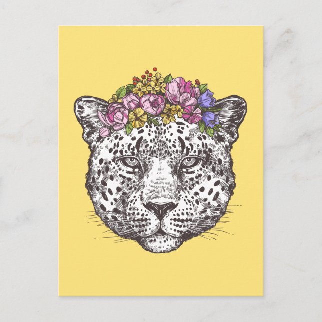 Postal Moda hippie leopardo (Anverso)