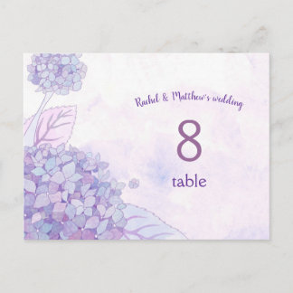 Postal Moda Hydrangeas Boda Número de tabla