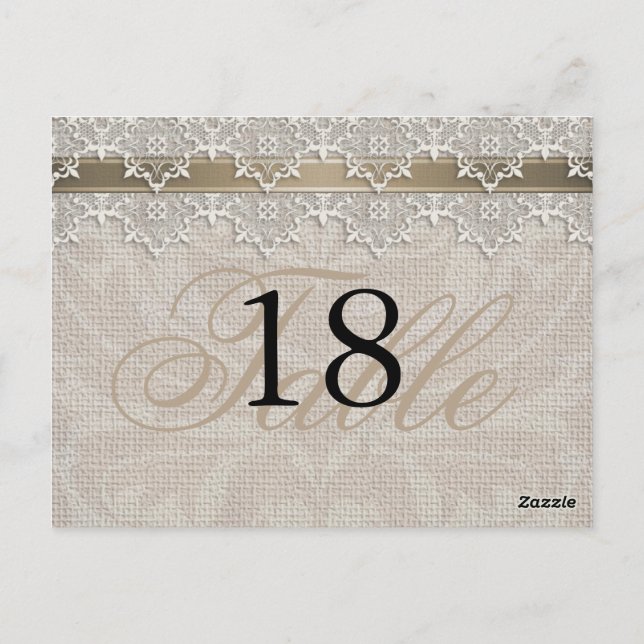 Postal Moda Lace & Burlap número de tabla postCard (Reverso)