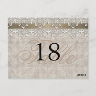 Postal Moda Lace & Burlap número de tabla postCard