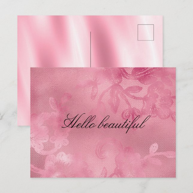 Postal Moda Lazo floral Femenino Rosa (Anverso / Reverso)