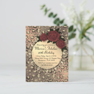 Postal Moda Leopard Rosa Fabulous 40th Birthday