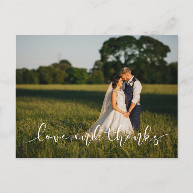 Postal Moda MANO LIBRE AMOR Boda Y GRACIAS blanco (Anverso)