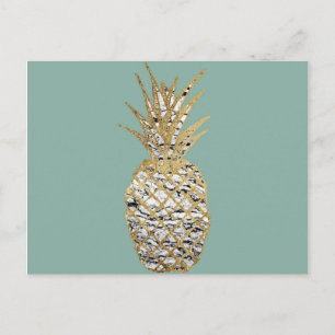 Postal Moda moderna Marble Gold Piña Fruta