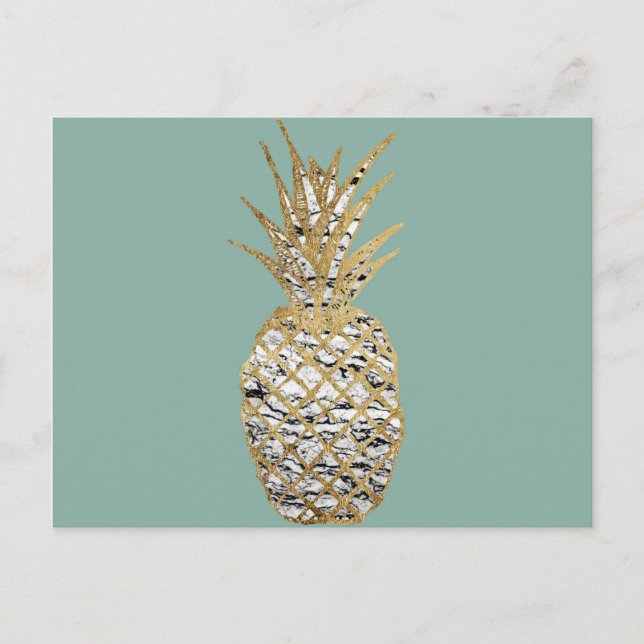 Postal Moda moderna Marble Gold Piña Fruta (Anverso)