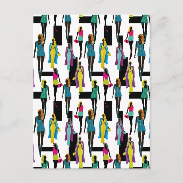 Postal Moda moderna y de moda patrón de ilustracion (Anverso)