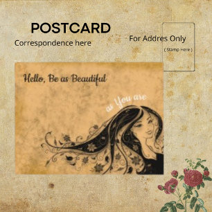 Postal Moda Mujer Vintage Sepia Sencillo Estilo de pelo