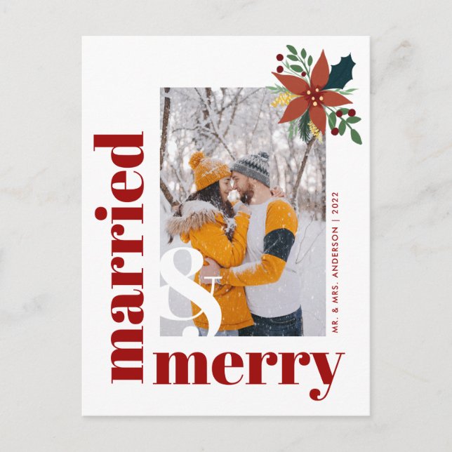 Postal Moda Navidades de fotografía casados y merry Poins (Anverso)