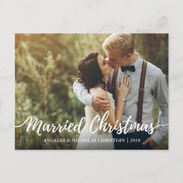 Postal Moda Navidades recién casados Tipografía Foto (Anverso)