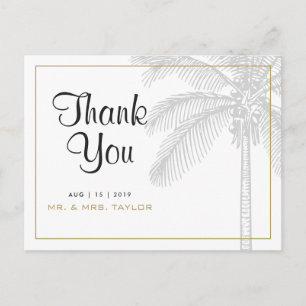 Postal Moda Palm Tree & Gold Boda Gracias Postcard