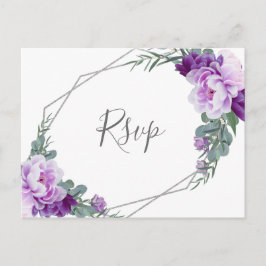 Postal Moda Plata Morado Morado Floral Eucalipto Boda RSV