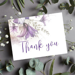 Postal Moda Púrpura Floral Pastel Boda Moderno Gracias