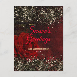 Postal Moda purpurina de oro rojo purpurinas Navidades añ