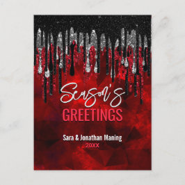 Postal Moda purpurina rojo negro gotea Navidades año nuev