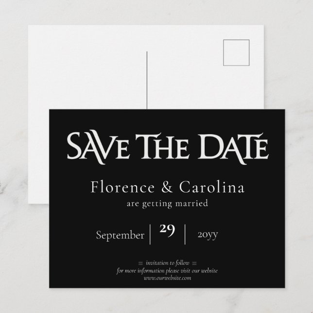 Postal Moda real Negro Guardar la fecha (Anverso / Reverso)