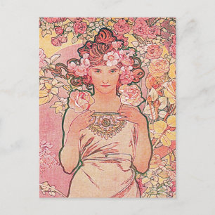 Postal Moda Rosa Rosa Flower Girl Elegante