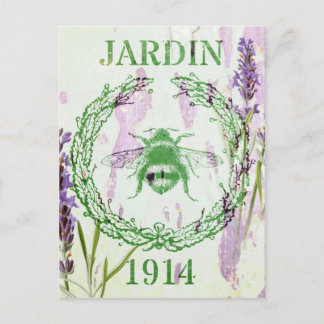 Postal moda rústica campiña lavender abeja vintage