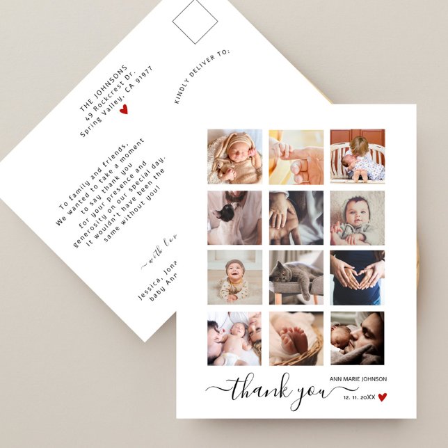 Postal Moda Script 12 Collage de fotos Baby Shower Gracia (Subido por el creador)